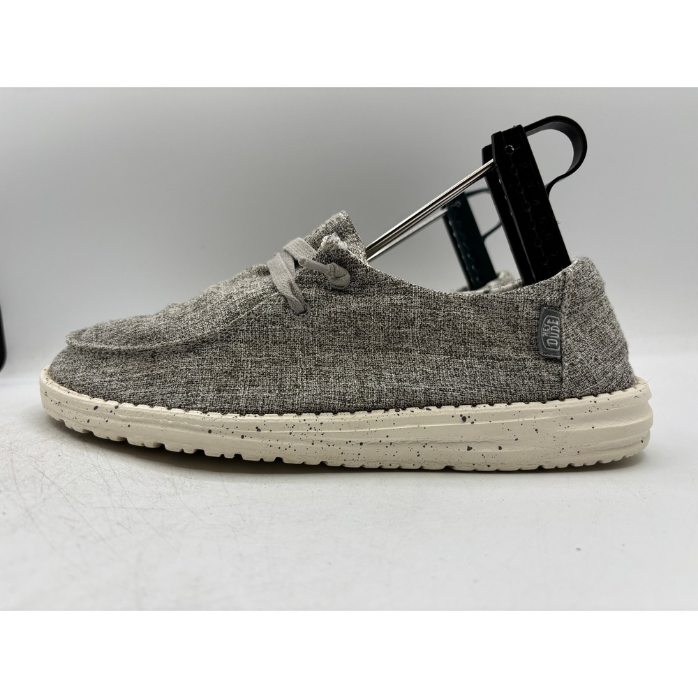 Hey Dude Wendy Blend Linen Iron Grey Slip On Loafers Shoes 40155-1HO Womens 8